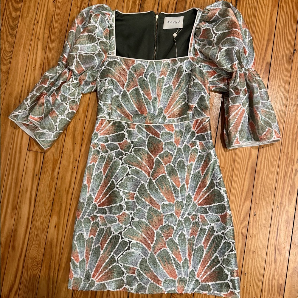 Azulu Puff Wide-Sleeve Mini Dress in Multicolor - Picture 2 of 5